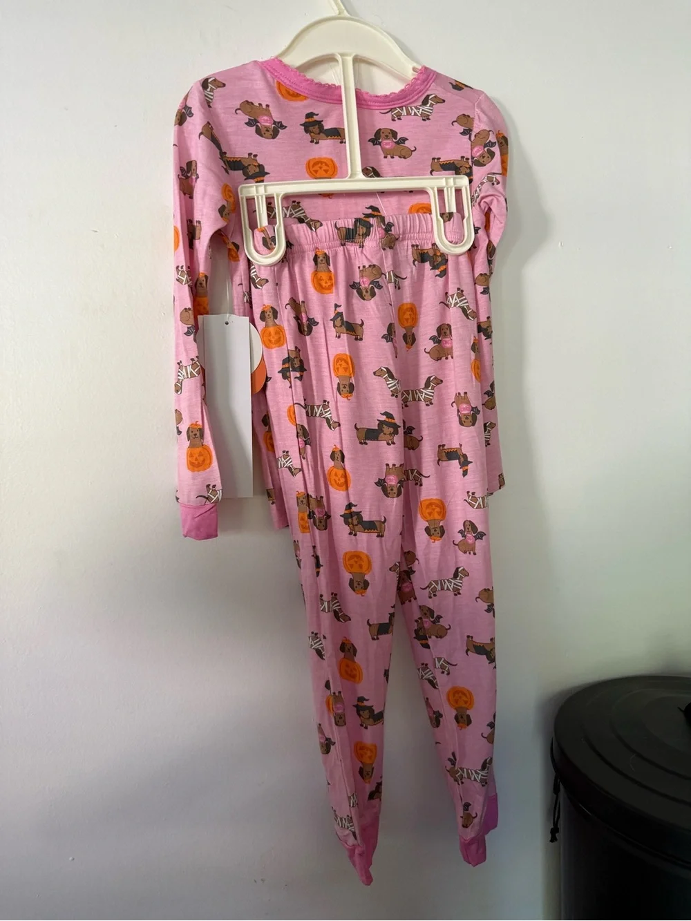 Girls Pink Halloween Dachshund Pajama Set